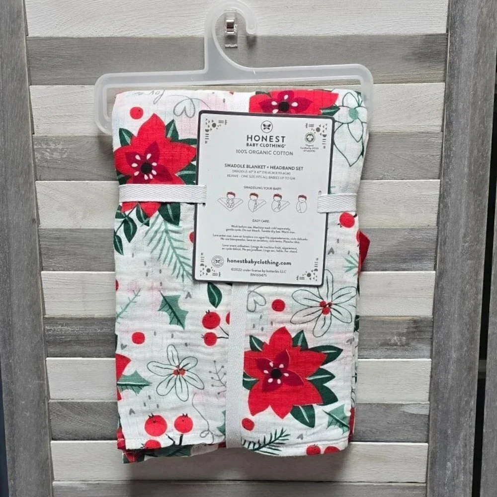 Honest Baby Organic Swaddle Blanket + Headband Gift Set - 2 Piece Set